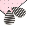 P1187 - 10 pcs. Black and White Stripe Faux Leather Dangle Charms Pendants - Teardrop - 56mm (2.2") - Great for Earrings! Double Sided - Style B