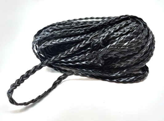 N181 - 10M (32.8 FT) - Black Faux Leather Jewelry Cord - 5mm Wide - BRAIDED