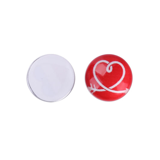CA978 - 10 pcs Assortment of Circle Heart Glass Round Dome Seals Tiles Cabochons - 12mm - Set 1