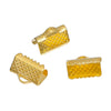 CR045 - 100 pcs. Gold Plated Textured Ribbon Crimp End Caps - 10mm x 8mm - Great for 3/8" (10mm) Ribbons and Cords!