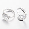 RB045 - 10 pcs. Silver Plated ADJUSTABLE RING BASES - Glue Pad 14mm - 17mm (Ring Size 7)