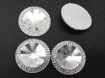 CA581 - 10 pcs Resin Embellishment Druzy Cabochons Silver Clear Multicolor - 30mm (1.18 inch)