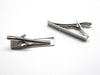 TC042 - 2 pcs Silver Tone Tie Bars/Clips - 41x8mm Glue Pad
