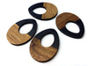 WP0001 - 4 pcs. Black Resin and Wood Teardrop Flat Pendant - 38mm x 28mm - (1.5" x 1.1") - LARGE - Great for Earrings and Necklaces!