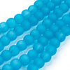 BD607 - 8mm Sky Blue Frosted Glass Round Beads - 15" strand (40cm) - Approx 52 beads per strand - Hole Size: 1.3mm