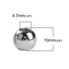 BD242 - 100 pcs Silver Tone Smooth Ball Spacer Beads - 10mm - Large Hole: 4.7mm - Fits European Cords and Paracord!