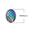 CA1021 - 10 pcs Mermaid Fish Scales Resin Carved Embellishment Cabochons Purple Multicolor - 18x13mm - 18mm x 13mm - Oval