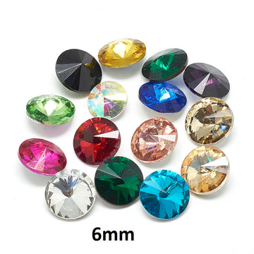 CA918 - 10 pcs. Glass Rhinestone Assortment Faceted Rhinestone Cabochons - Glass Pointed Back - 6mm