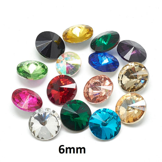 CA918 - 10 pcs. Glass Rhinestone Assortment Faceted Rhinestone Cabochons - Glass Pointed Back - 6mm