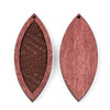 P2102 - 4 pcs. Dark Brown REAL Leather Cowhide over Wood Dangle Pendants - Rattan - Marquise - 46mm (1.81") - Great for Earrings or Dangles!