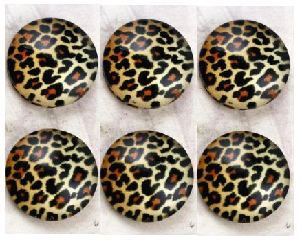 CA785 - 10 pcs Circle Leopard Glass Round Dome Seals Tiles Cabochons - 10mm - Yellow