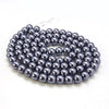 BD806 - 6mm Silver Charcoal Glass Pearl Imitation Round Beads - 32 inch strand - Approx. 140 beads - Hole Size: 1mm