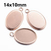 P2045 - 10 pcs. 304 Stainless Steel Oval Bezel Cabochon Pendant Tags Trays - 14mm x 10mm Glue Pad - Setting - Rose Gold - Tarnish Resistant!