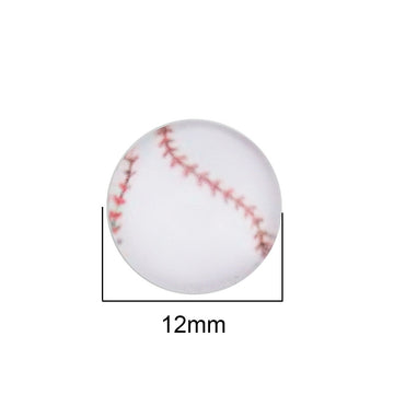 CA730 - 10 pcs Circle Baseball Ball Sports Glass Round Dome Seals Tiles Cabochons - 12mm