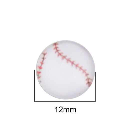 CA730 - 10 pcs Circle Baseball Ball Sports Glass Round Dome Seals Tiles Cabochons - 12mm