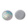 CA390 - 10 pcs Mermaid Fish Scales Resin Carved Embellishment Cabochons White Multicolor - 14mm (0.55 in)