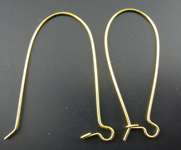 E790 - 200 pcs (100 Pairs) Gold Plated Kidney Earwire Earring Hooks -38x16mm - LARGE (1.5 inch x 0.63 inch) - 38mm x 16mm