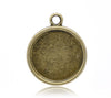 P640 - 10 pcs. Antique Bronze Circle Round Bezel Cabochon Pendant Tags Trays - 20mm Glue Pad Settings