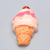CA602 - 10 pcs Resin Embellishment Cabochons - Food - Ice Cream Cone - Pink - 27mm x 15mm