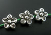 BD398 - 50 pcs Silver Tone Flower Side by Side Spacer Beads - 9mm