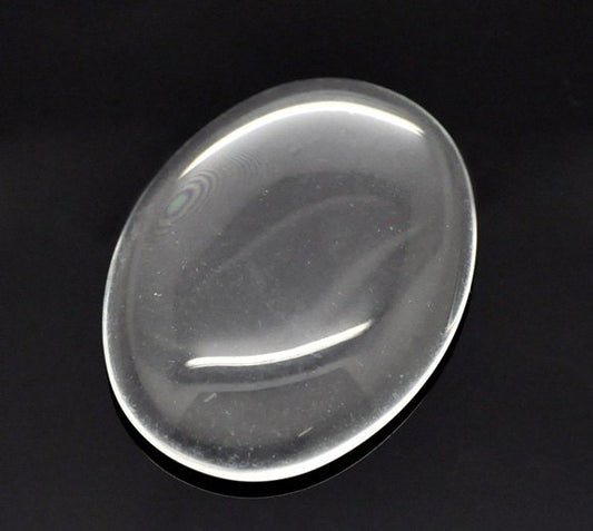 CA702A - 20 pcs. Oval Clear Round Glass Dome Seals Tiles - 25x18mm (1 x 0.71 in) - 25mm x 18mm