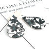P239 - 10 pcs. White Gray Green Floral Faux Leather Embroidered Dangle Charms Pendants - Teardrop - 56mm (2.2") - Double Sided - Great for Earrings