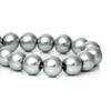 BD190 - 12mm Silver Gray Glass Pearl Imitation Round Beads - 16 inch strand - Approx. 35 Beads - Hole Size: 1mm