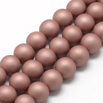 BD776 - 50 Beads - 8mm Metallic Salmon Matte Frosted Rubberized Acrylic Round Beads - Hole Size: 1.5mm