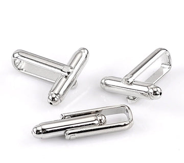 CU047 - Lot of 10 Silver Tone Cuff Links (5 pairs) - NO Glue Pad