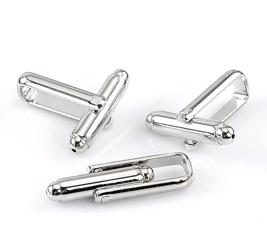 CU047 - Lot of 10 Silver Tone Cuff Links (5 pairs) - NO Glue Pad