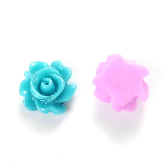 CA748 - 100 pcs Resin Cabochons - 8mm - Rose Flower Design - Multicolor - Fit on 6mm flat settings!