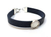 B067 - 2 pcs. Blue Faux Leather Bracelets with 12mm Glue Pad Bezel Trays and Extender Chains - Adjustable from 7" to 9"