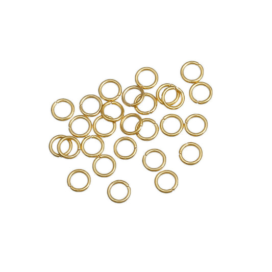 J151 - 50 pcs 304 Stainless Steel Open Jump Rings 5mm - 20 Gauge (0.8mm Thick) - Gold Plated - High Quality!