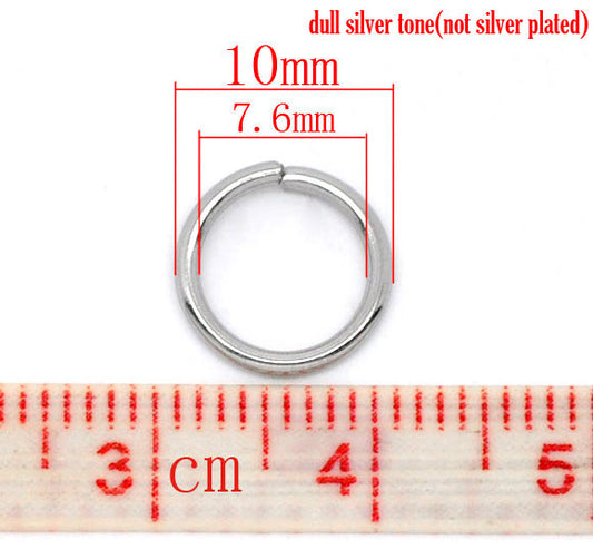 J103A - 500 pcs 304 Stainless Steel Open Jump Rings 10mm - 16 Gauge - THICK - HEAVY - High Quality