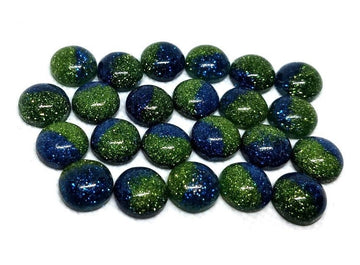 CA687 - 10 pcs Druzy Resin Embellishment Cabochons - 12mm - Glitter Style - Blue and Green - Bi-Color