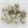 CA965 - 10 pcs (5 Pairs) Resin Cabochons - 15mm - Rose Flower Design - Clear Golden - Fit on 12mm flat settings! - Silver Back