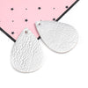 P1121 - 10 pcs. Silver Faux Leather Dangle Charms Pendants - Teardrop - 56mm (2.2") - Great for Light Earrings or Dangles! Double-Sided