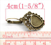 E745 - 10 pcs. Antique Bronze Earring Clips Settings Lever Back Bezels Cabochons - 12mm x 12mm Glue Pad Setting - Heart - Length: 40mm (1.57")