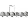 BD750 - 92 pcs. - 4mm Silver Tone Hematite Faceted Round Beads - 15 3/4 inch strand (40cm) - 0.5mm Hole Size - Grade A