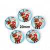 CA877 - 10 pcs Circle Christmas Glass Round Dome Seals Tiles Cabochons - 20mm (0.79 in) - Raindeer and Santa