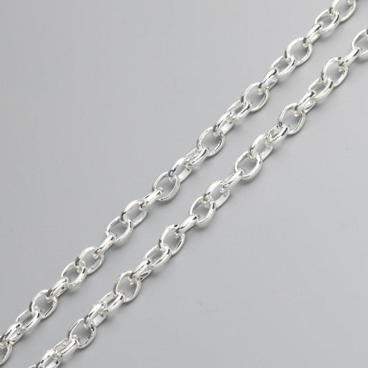N187 - 2M (6.6 Ft) - Silver Plated Cable Chain Link - 8mm x 7mm - HEAVY DUTY