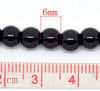 BD077 - 6mm Black Glass Pearl Imitation Round Beads - 32 inch strand