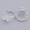 RB045 - 10 pcs. Silver Plated ADJUSTABLE RING BASES - Glue Pad 14mm - 17mm (Ring Size 7)