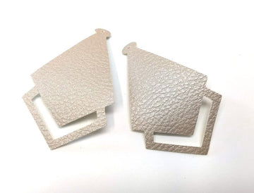 P394  -10 pcs. Metallic Beige Tan Faux Leather Textured Dangle Charms Pendants - Diamond Teardrop - 58mm (2.3") -Great for Light Earrings &amp; Dangles