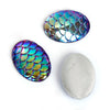 CA1021 - 10 pcs Mermaid Fish Scales Resin Carved Embellishment Cabochons Purple Multicolor - 18x13mm - 18mm x 13mm - Oval