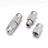 CL101 - 10 pcs. Silver Tone Screw Cylinder Barrel Clasps - 12mm x 4mm - Hole Size: 1mm