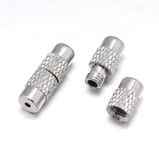 CL101 - 10 pcs. Silver Tone Screw Cylinder Barrel Clasps - 12mm x 4mm - Hole Size: 1mm