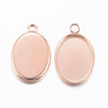 P2045 - 10 pcs. 304 Stainless Steel Oval Bezel Cabochon Pendant Tags Trays - 14mm x 10mm Glue Pad - Setting - Rose Gold - Tarnish Resistant!
