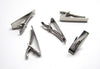 TC042 - 2 pcs Silver Tone Tie Bars/Clips - 41x8mm Glue Pad