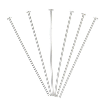 A033 - 10 pcs. 925 Sterling Silver Flat Head Head Pins - 25mm (1 inch) - 24 Gauge (0.5mm Thick)